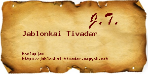 Jablonkai Tivadar névjegykártya