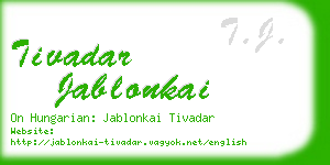 tivadar jablonkai business card